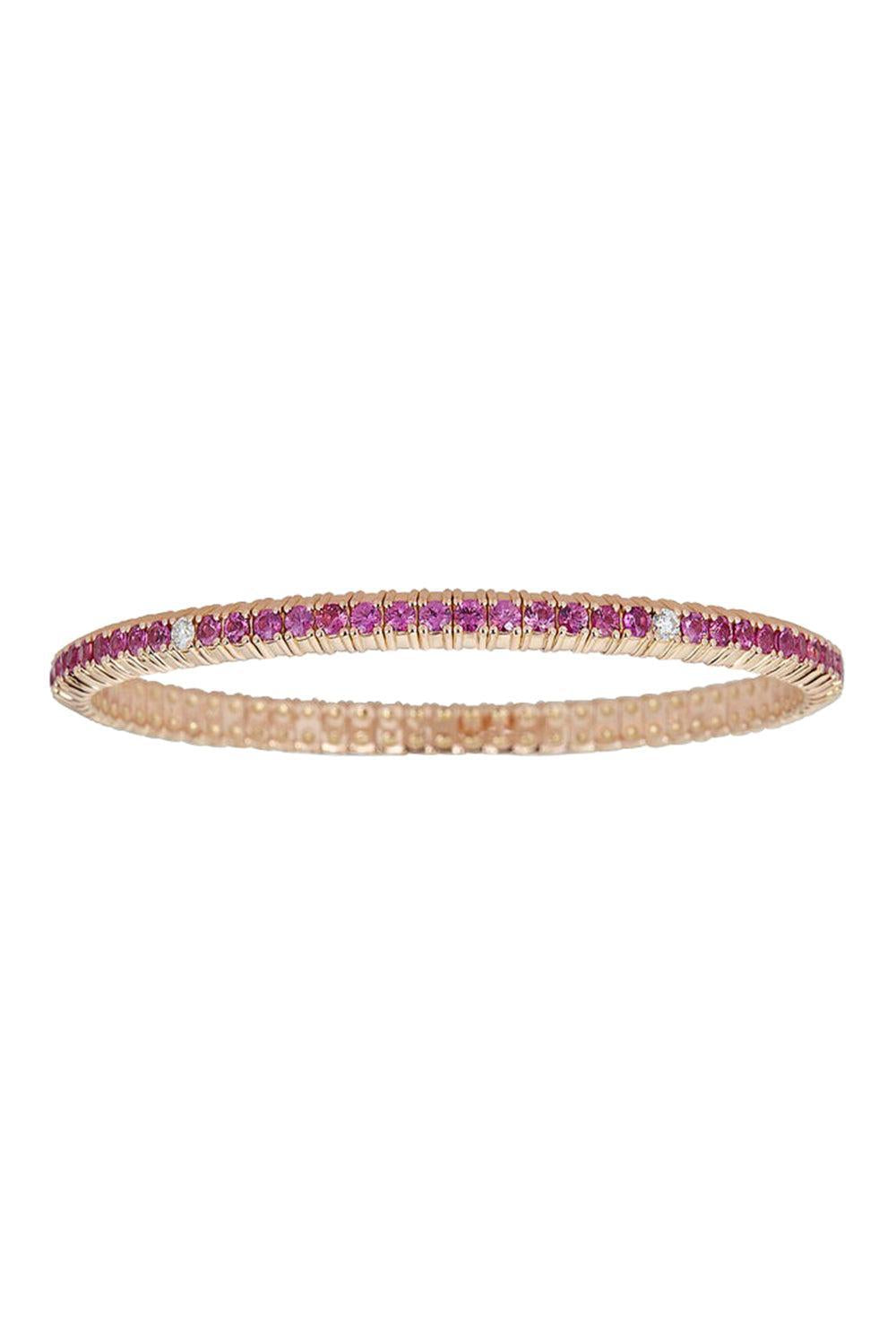 1 Row Pink Sapphire Diamond Stretch Bracelet-ROSE GOLD-JEWELRYFINE JEWELBRACELET O-ZYDO