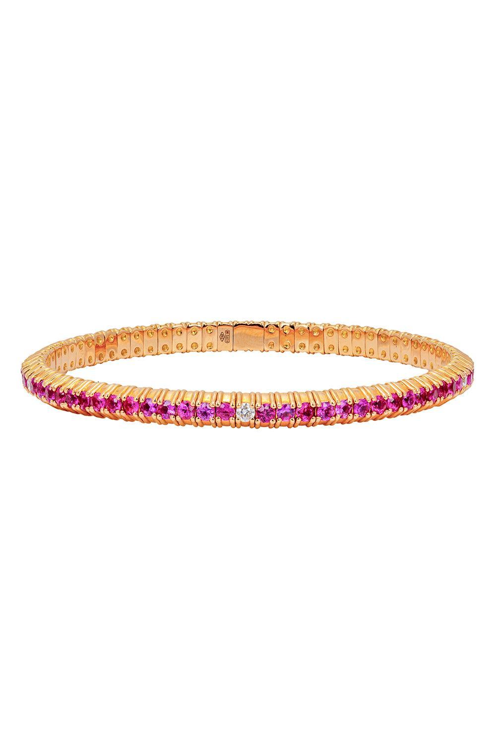 1 Row Pink Sapphire Diamond Stretch Bracelet-ROSE GOLD-JEWELRYFINE JEWELBRACELET O-ZYDO