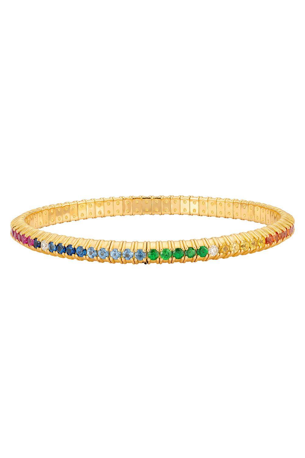 Rainbow Sapphire Stretch Bracelet-YELLOW GOLD-JEWELRYFINE JEWELBRACELET O-ZYDO