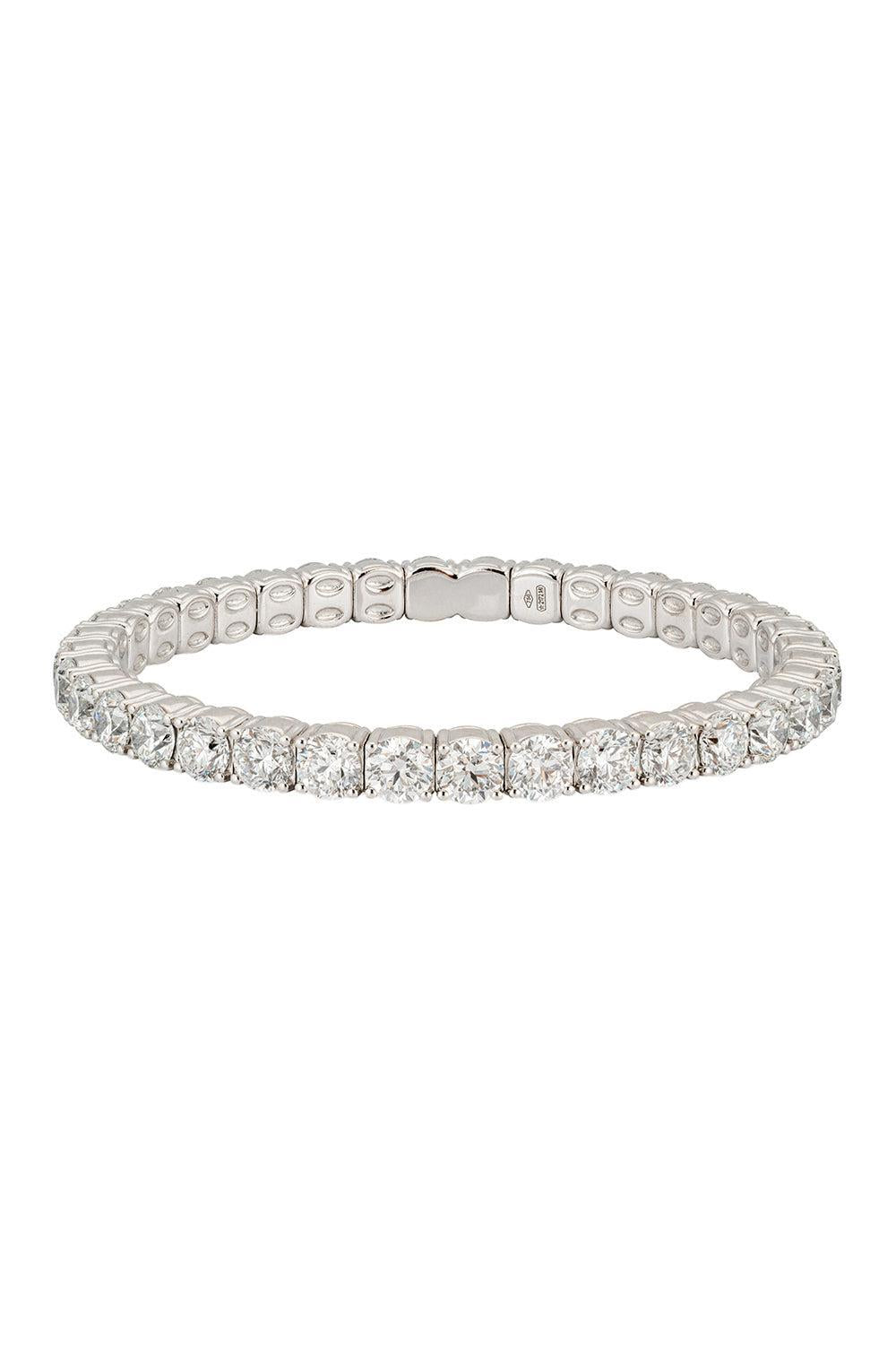 4 Prong Round Diamond Stretch Bracelet-WHITE GOLD-JEWELRYFINE JEWELBRACELET O-ZYDO