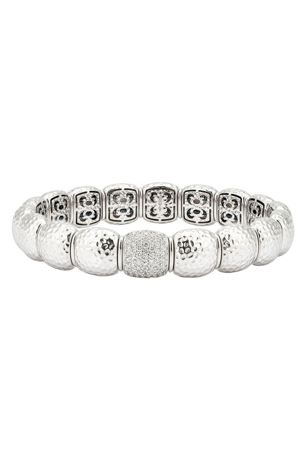 Diamond Hammered Stretch Bracelet - White Gold-WHITE GOLD-JEWELRYFINE JEWELBRACELET O-ZYDO