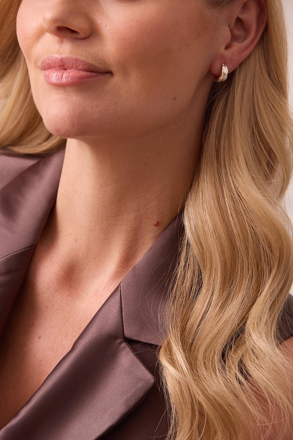 Diamond Two Row Papua Earrings-YELLOW GOLD-JEWELRYFINE JEWELEARRING-SARA WEINSTOCK