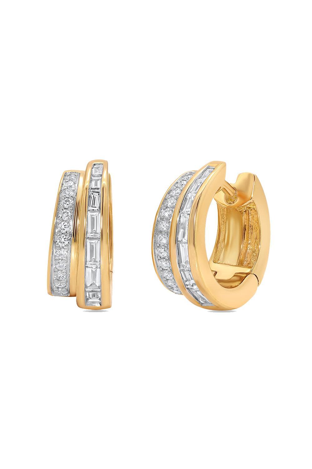 Diamond Two Row Papua Earrings-YELLOW GOLD-JEWELRYFINE JEWELEARRING-SARA WEINSTOCK