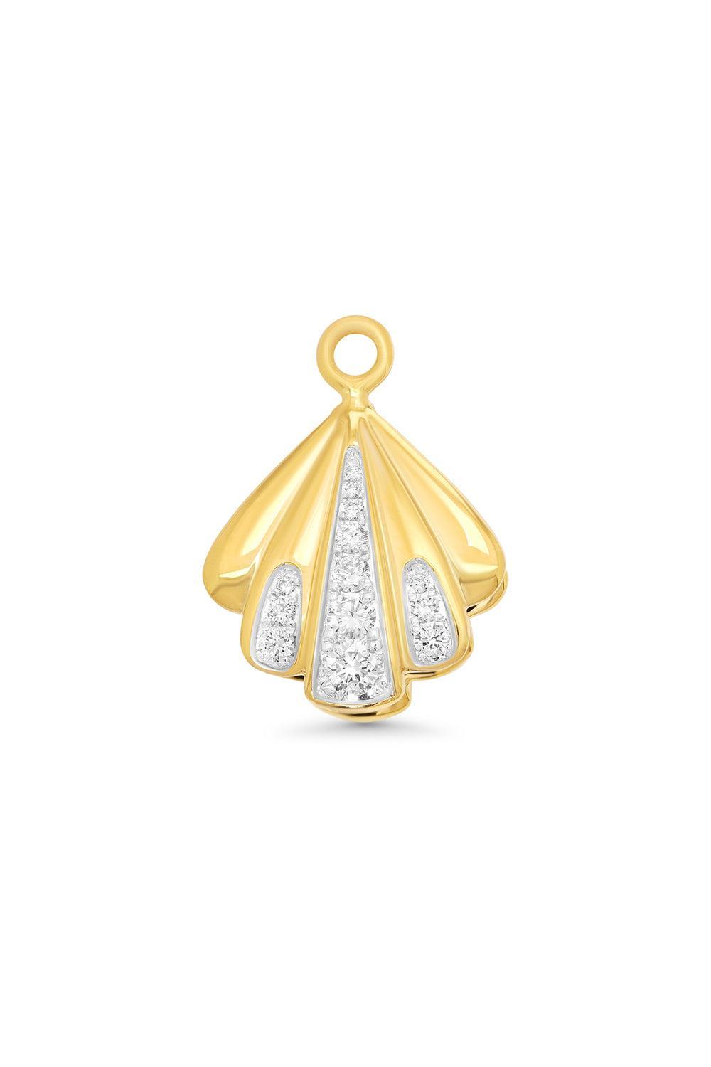 Diamond Petite Sea Shell Charm-YELLOW GOLD-JEWELRYFINE JEWELPENDANT-SARA WEINSTOCK