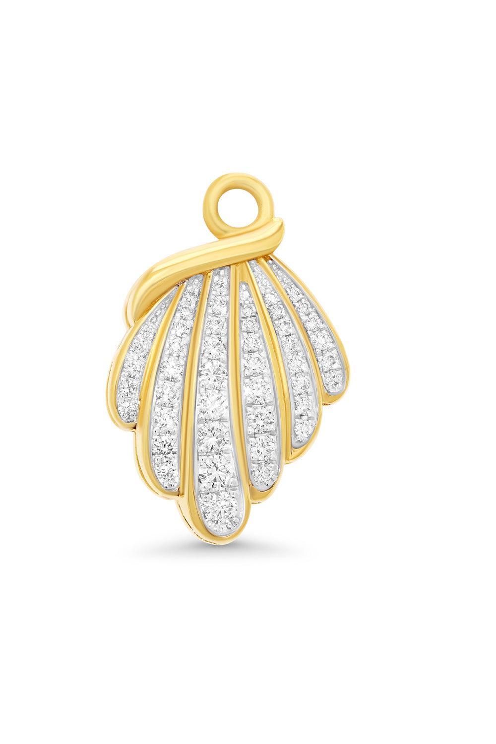 Diamond Sea Shell Charm-YELLOW GOLD-JEWELRYFINE JEWELPENDANT-SARA WEINSTOCK