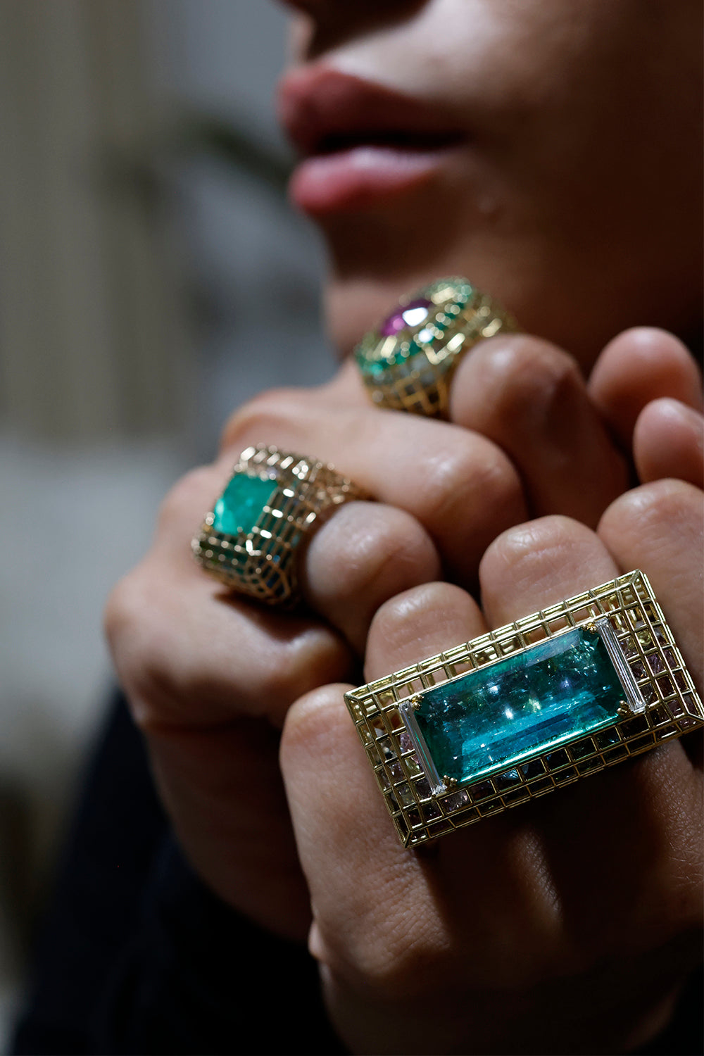 Emerald Double Cagey Ring