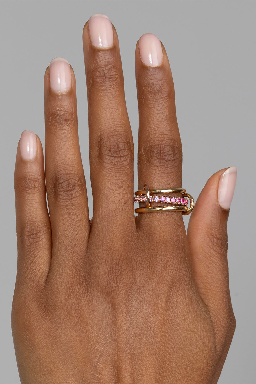 Pink Sapphire Ombre Petunia Three Link Ring
