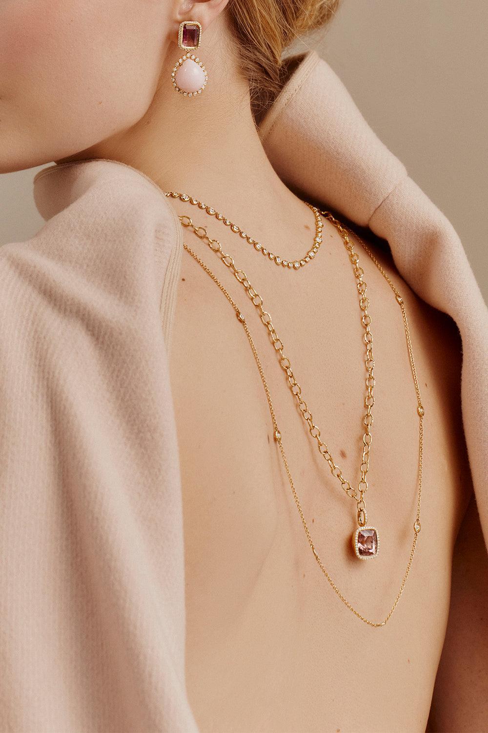 Pink Tourmaline Pendant-YELLOW GOLD-JEWELRYFINE JEWELPENDANT-OCTAVIA ELIZABETH