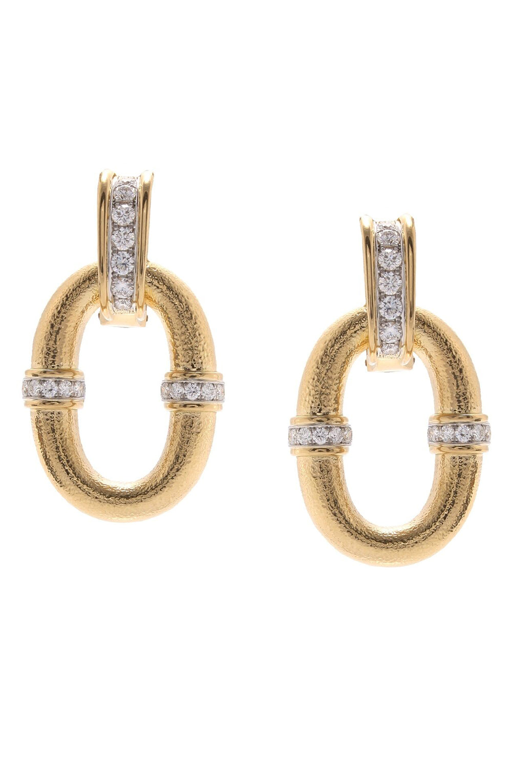 Diamond Oval Link Earrings