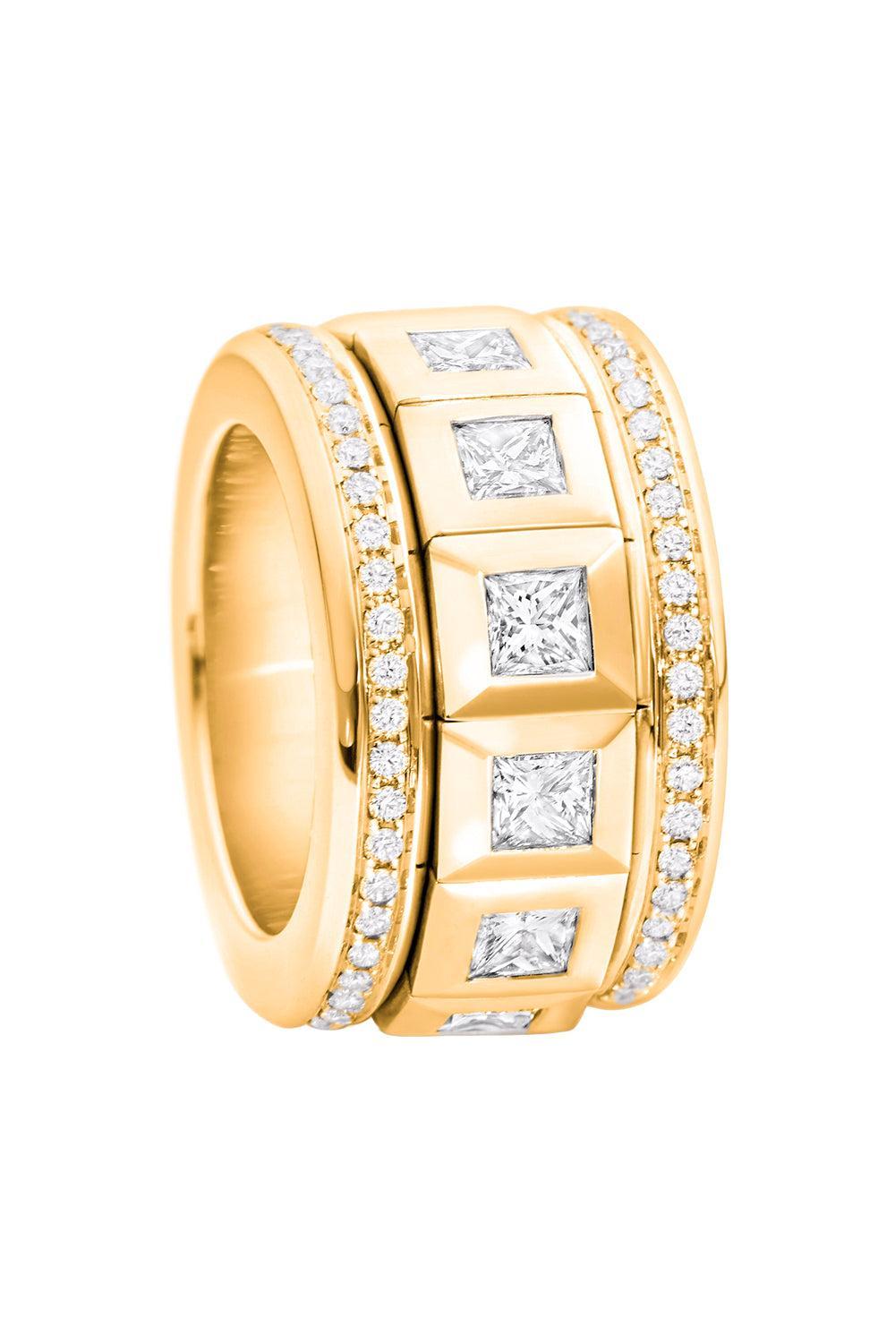 Princess Diamond Pave Ring - Yellow Gold-YELLOW GOLD-8-JEWELRYFINE JEWELRING-TAMARA COMOLLI