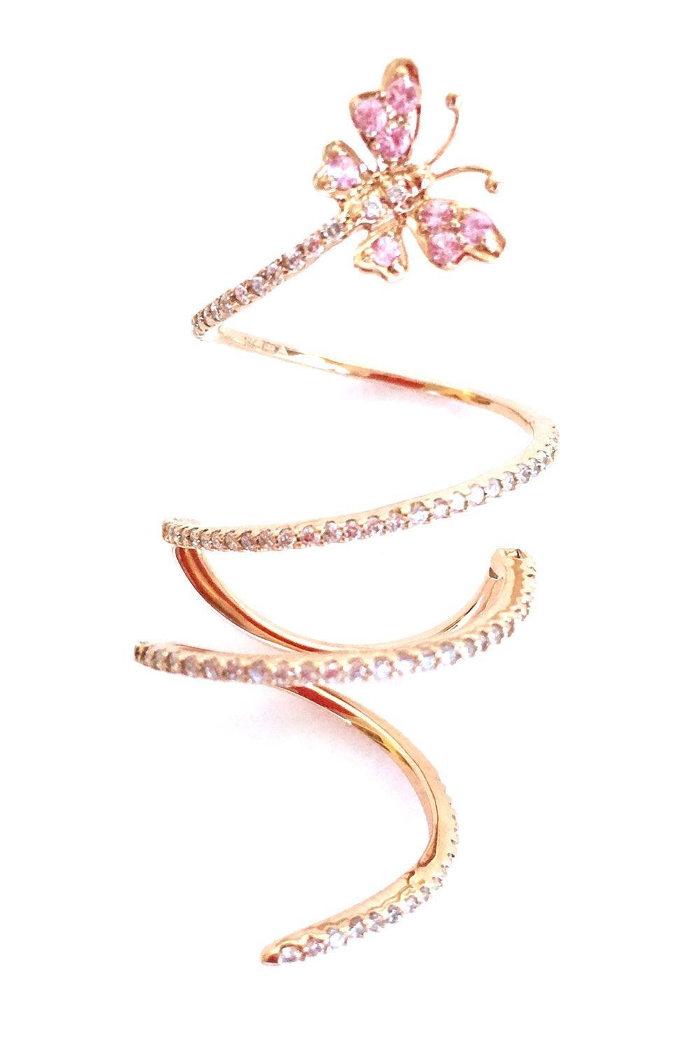 Pink Sapphire Butterfly Spiral Ring-ROSE GOLD-6.5-JEWELRYFINE JEWELRING-STEFERE