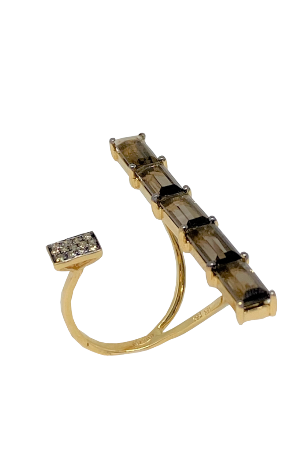 Brown Diamond Smoky Quartz Diamond Ring-YELLOW GOLD-7-JEWELRYFINE JEWELRING-STEFERE