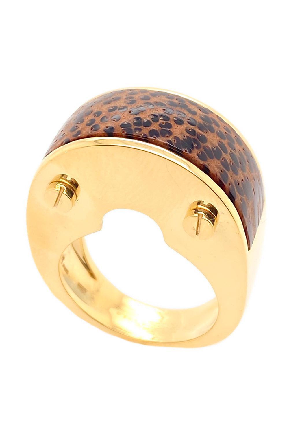 Leopard Palm Wood “Salvaggio” Ring-YELLOW GOLD-JEWELRYFINE JEWELRING-ALETTO BROTHERS