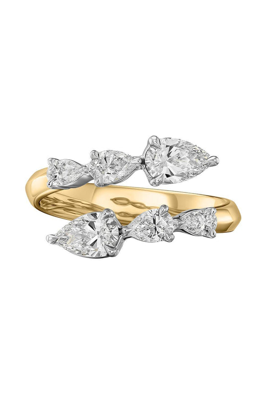 Diamond Pear Crossover Ring-YELLOW GOLD-6-JEWELRYFINE JEWELRING-PHILLIPS HOUSE