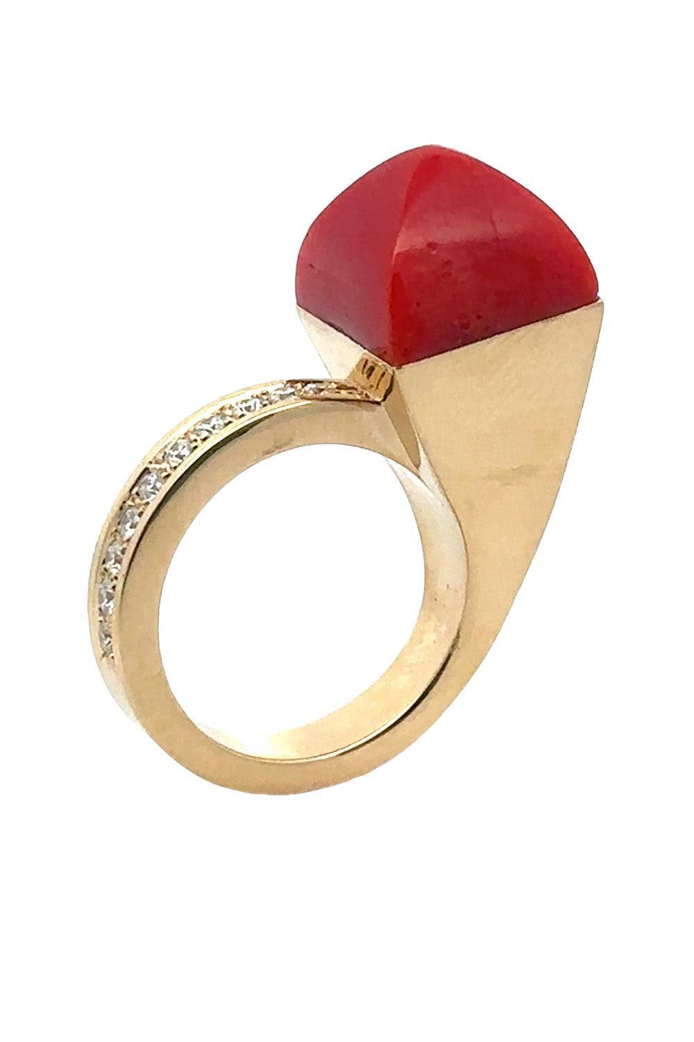  Coral Diamond Vetra Ring-YELLOW GOLD-JEWELRYFINE JEWELRING-ALETTO BROTHERS 