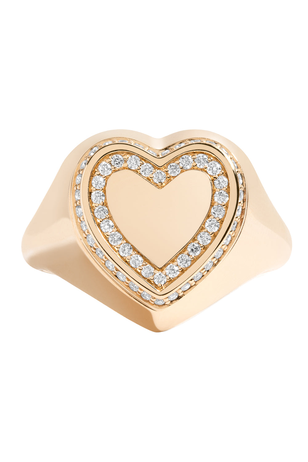 Diamond  Heart Locket Signet Ring