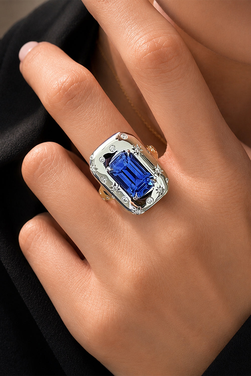 Sapphire Diamond Star Set Ring