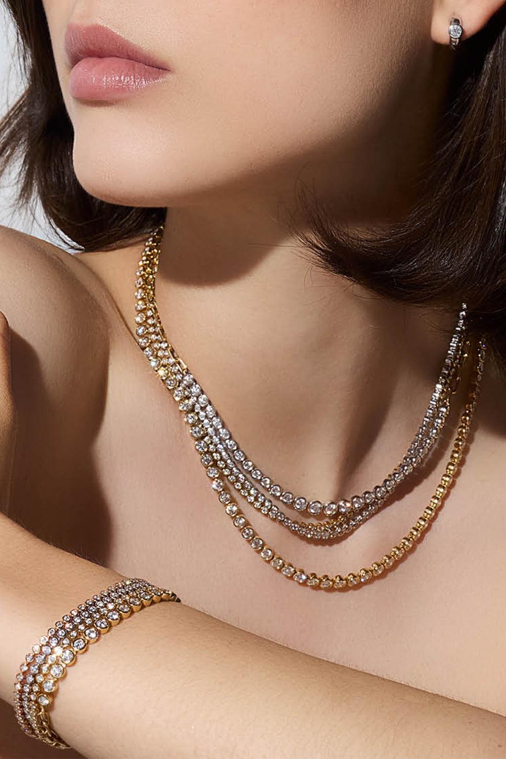 Diamond WF Classic Bezel Clasp Tennis Bracelet - Yellow Gold-YELLOW GOLD-7-JEWELRYFINE JEWELBRACELET O-WALTERS FAITH