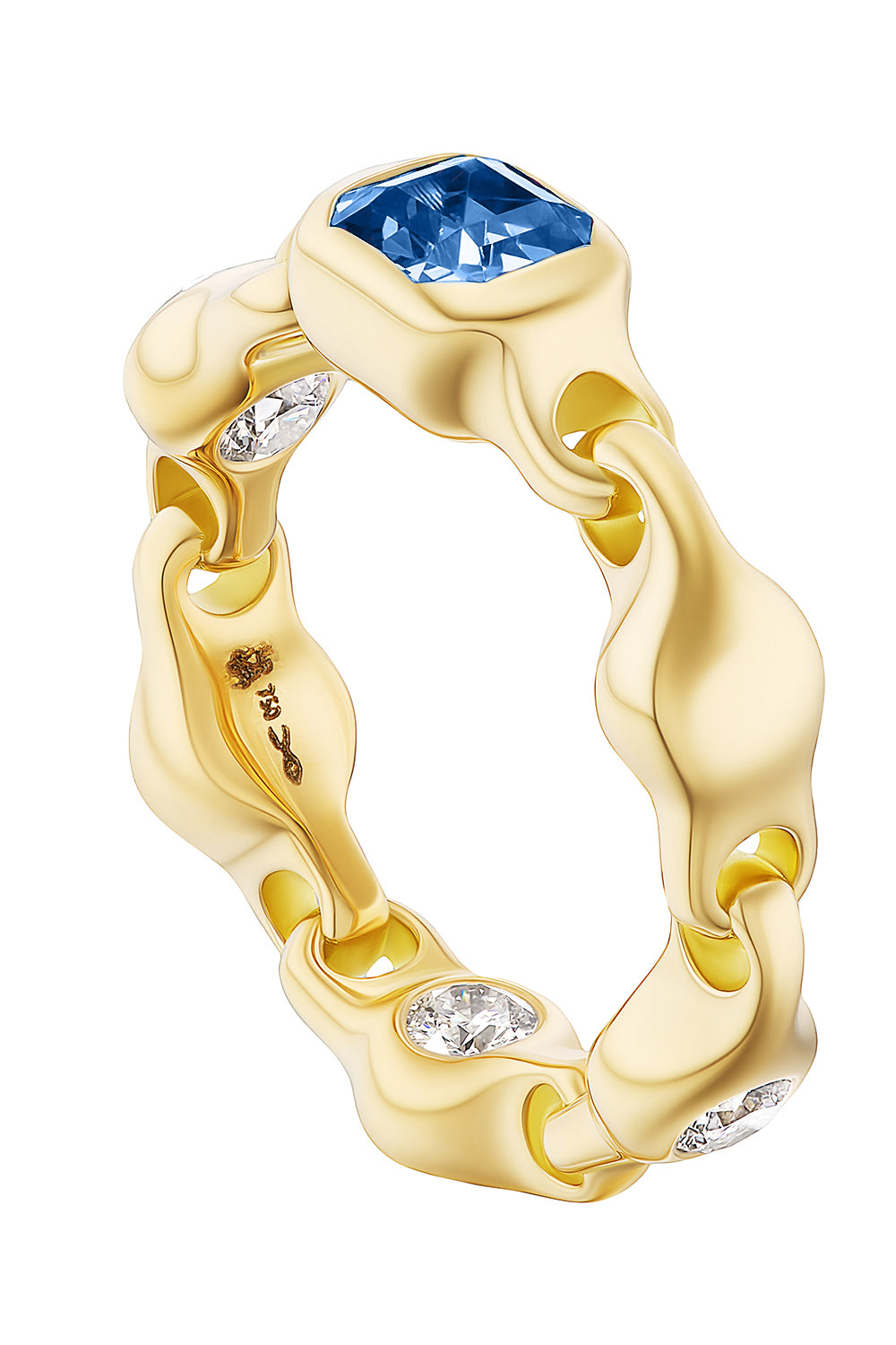 Blue Sapphire Diamond Supernova Stacking Ring