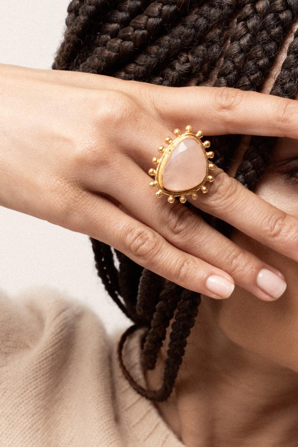 Pink Quartz Dot Ring-YELLOW-6.5-JEWELRYBOUTIQUERING-SYLVIA TOLEDANO