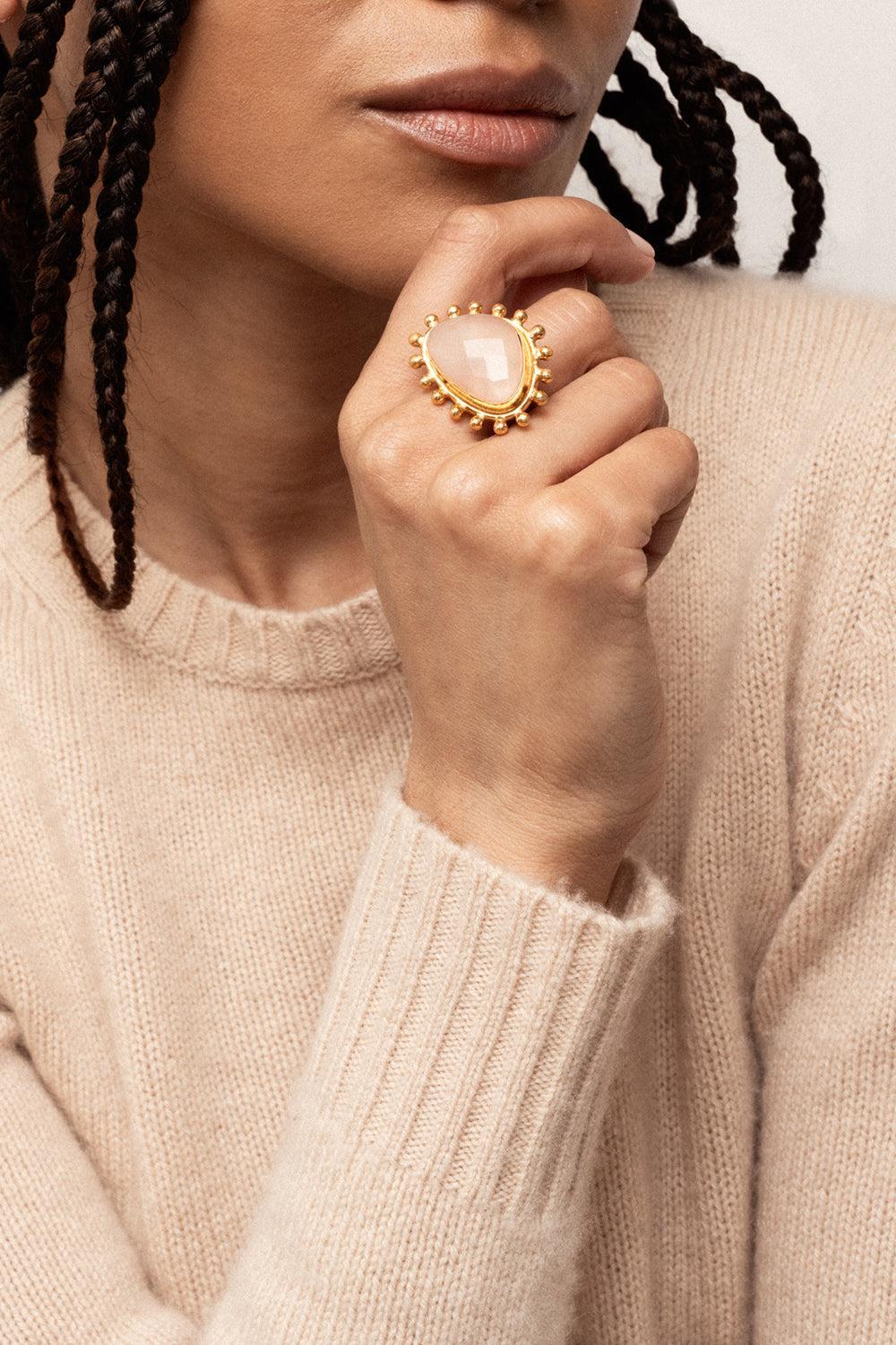 Pink Quartz Dot Ring-YELLOW-6.5-JEWELRYBOUTIQUERING-SYLVIA TOLEDANO
