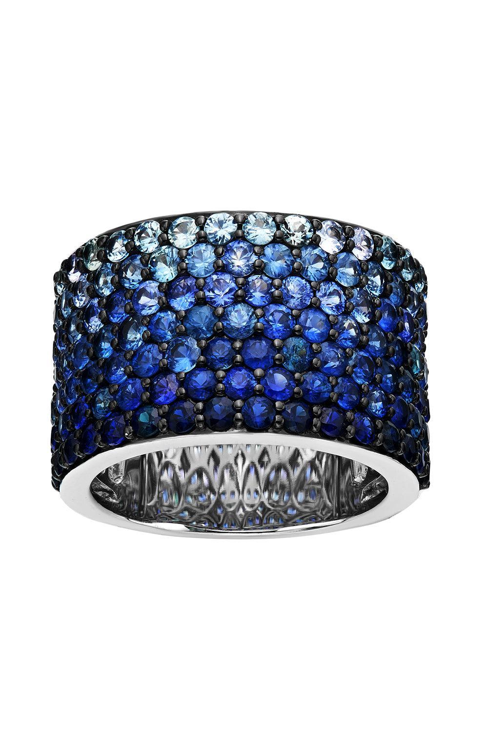 Blue Sapphire Ombre Cigar Ring-WHITE GOLD-6-JEWELRYFINE JEWELRING-RUCHI NEW YORK