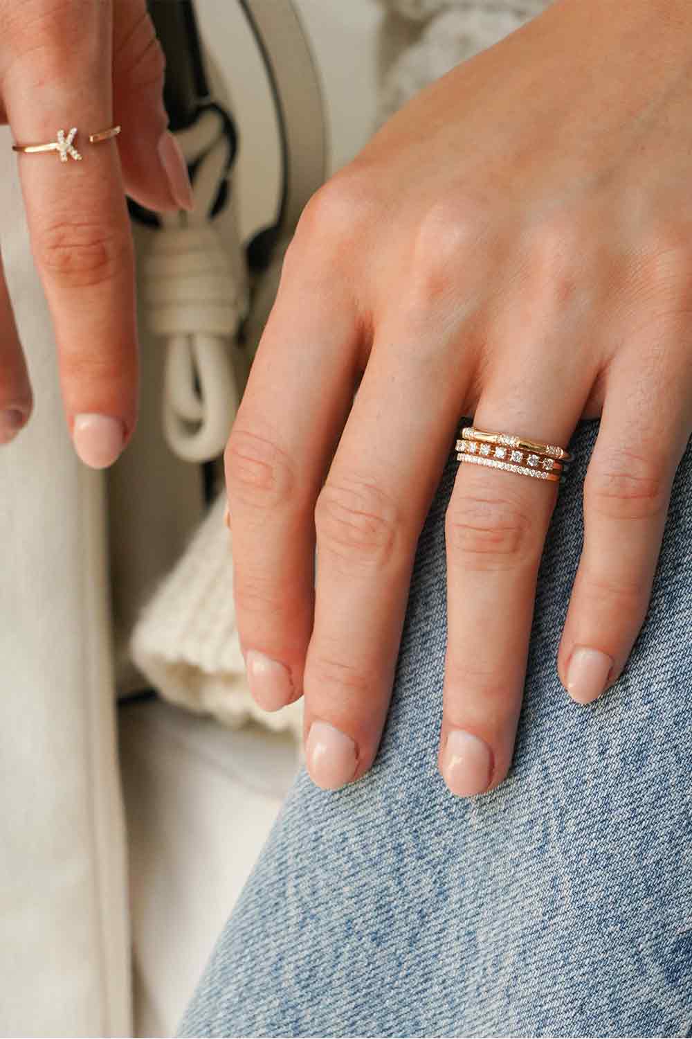 Diamond Ava Bea Double Row Ring-YELLOW GOLD-6-JEWELRYFINE JEWELRING-DANA REBECCA DESIGNS