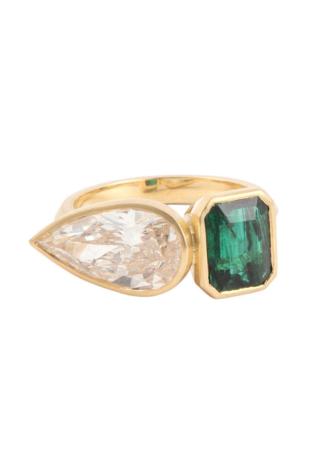 Zambian Emerald Diamond Ring-YELLOW GOLD-7-JEWELRYFINE JEWELRING-SYLVA & CIE
