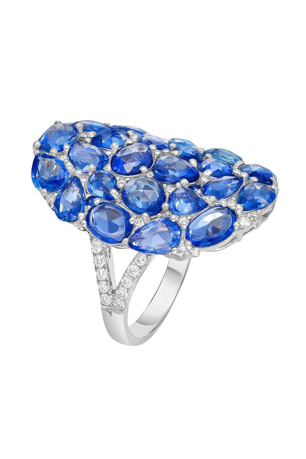 Blue Sapphire Midnight Dome Ring-WHITE GOLD-6.5-JEWELRYFINE JEWELRING-RUCHI NEW YORK