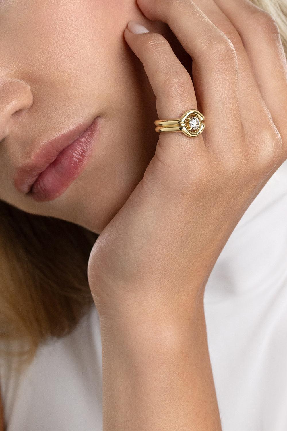 Diamond Rocky Pinky Ring-YELLOW GOLD-4-JEWELRYFINE JEWELRING-MELISSA KAYE