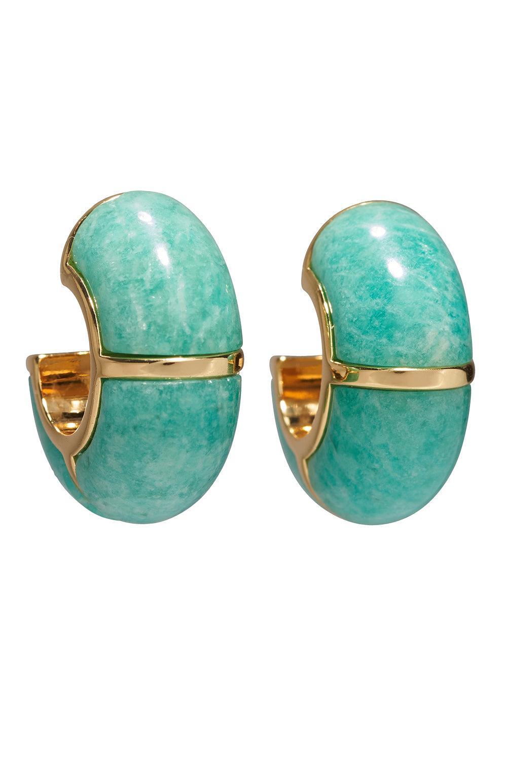 Amazonite Zellige Hoop Earrings-GREEN-JEWELRYBOUTIQUEEARRING-LIZZIE FORTUNATO