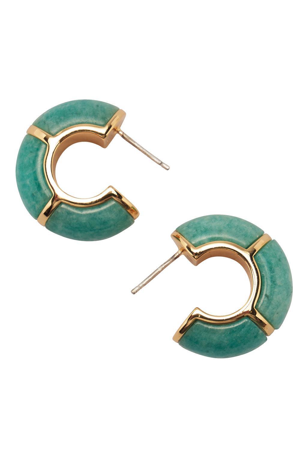 Amazonite Zellige Hoop Earrings-GREEN-JEWELRYBOUTIQUEEARRING-LIZZIE FORTUNATO