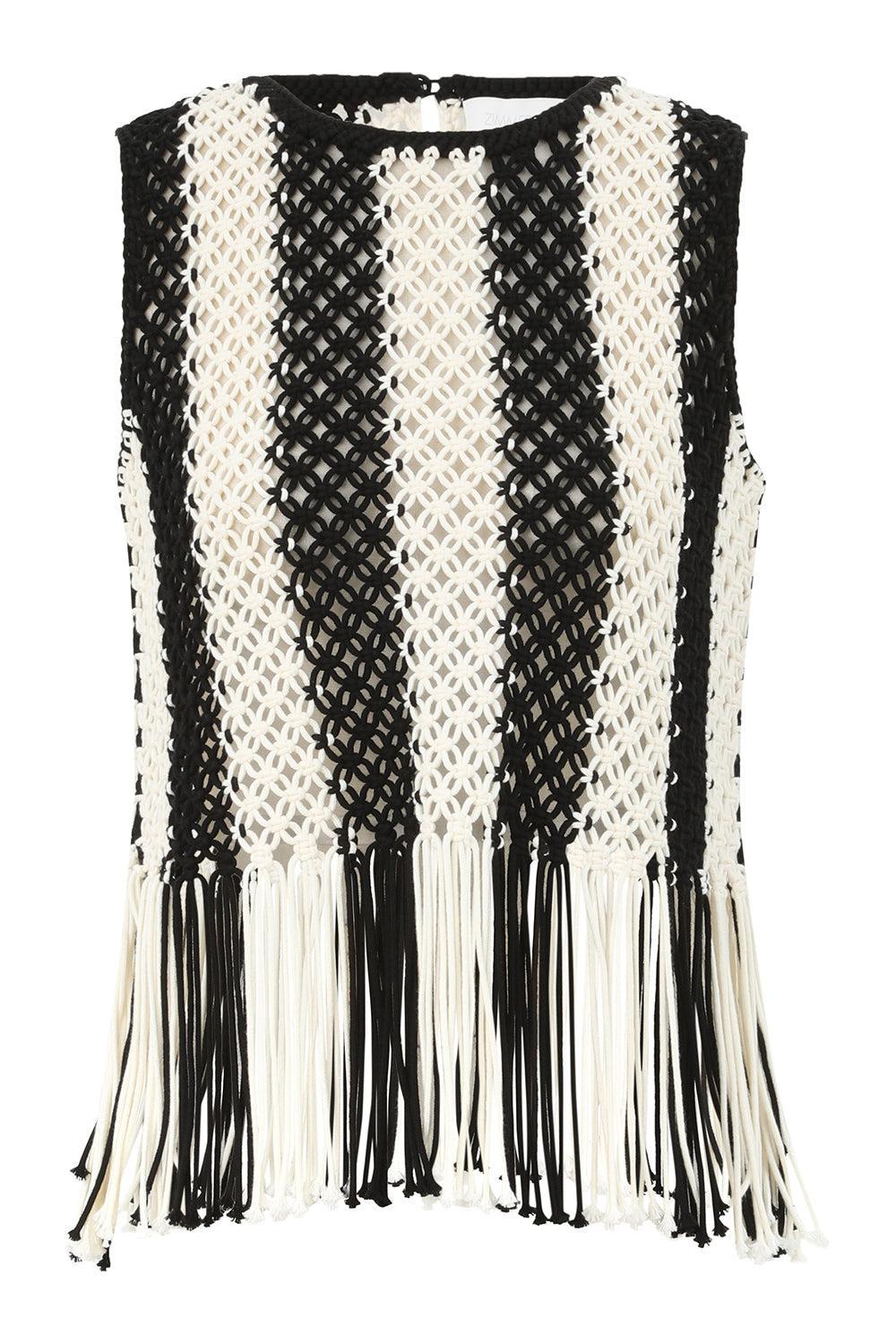 Wanderlust Macrame Tank-STRIPE-0-CLOTHINGTOPTANK-ZIMMERMANN