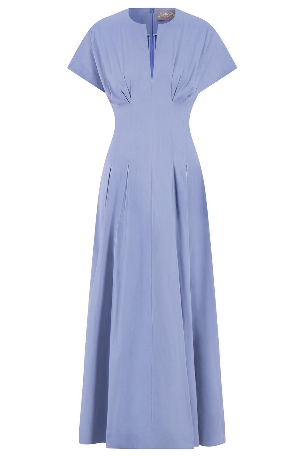 Smocked Back Dress-BLUE-XS-CLOTHINGDRESSCASUAL-LELA ROSE
