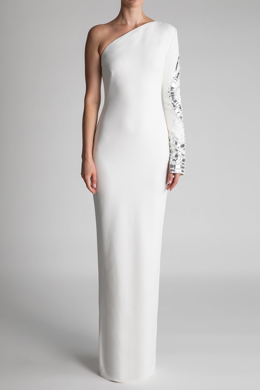  Crystal Embellished One Shoulder Gown-WHITE-4-CLOTHINGDRESSGOWN-PAMELLA ROLAND 