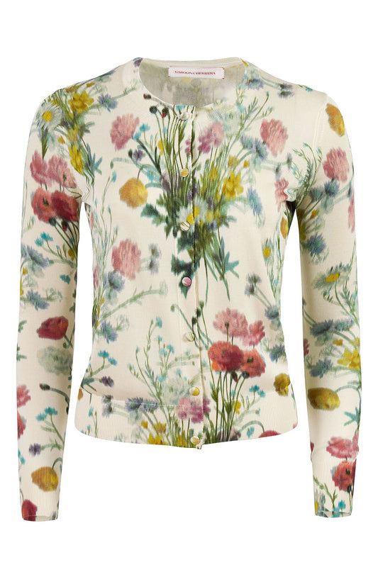 Botanical Print Long Sleeve Cardigan
