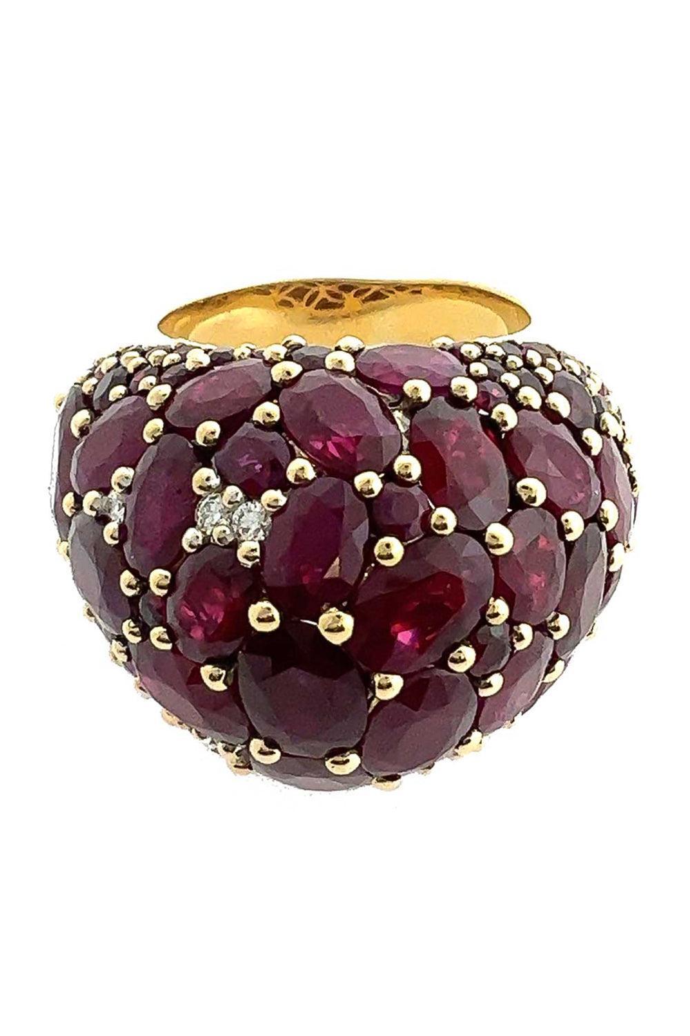 Ruby Diamond Dome Ring-YELLOW GOLD-6-JEWELRYFINE JEWELRING-PIRANESI