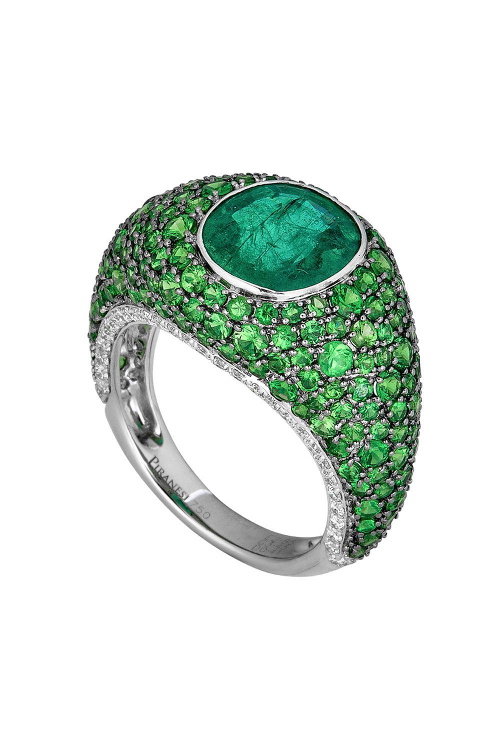 Emerald Diamond Ring-WHITE GOLD-6.75-JEWELRYFINE JEWELRING-PIRANESI