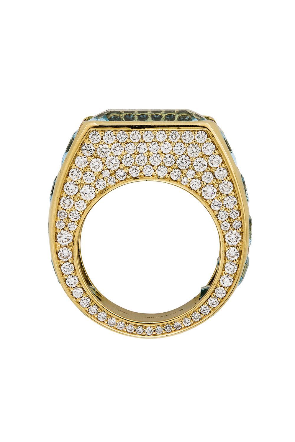 Diamond Aquamarine Ring-YELLOW GOLD-7-JEWELRYFINE JEWELRING-PIRANESI