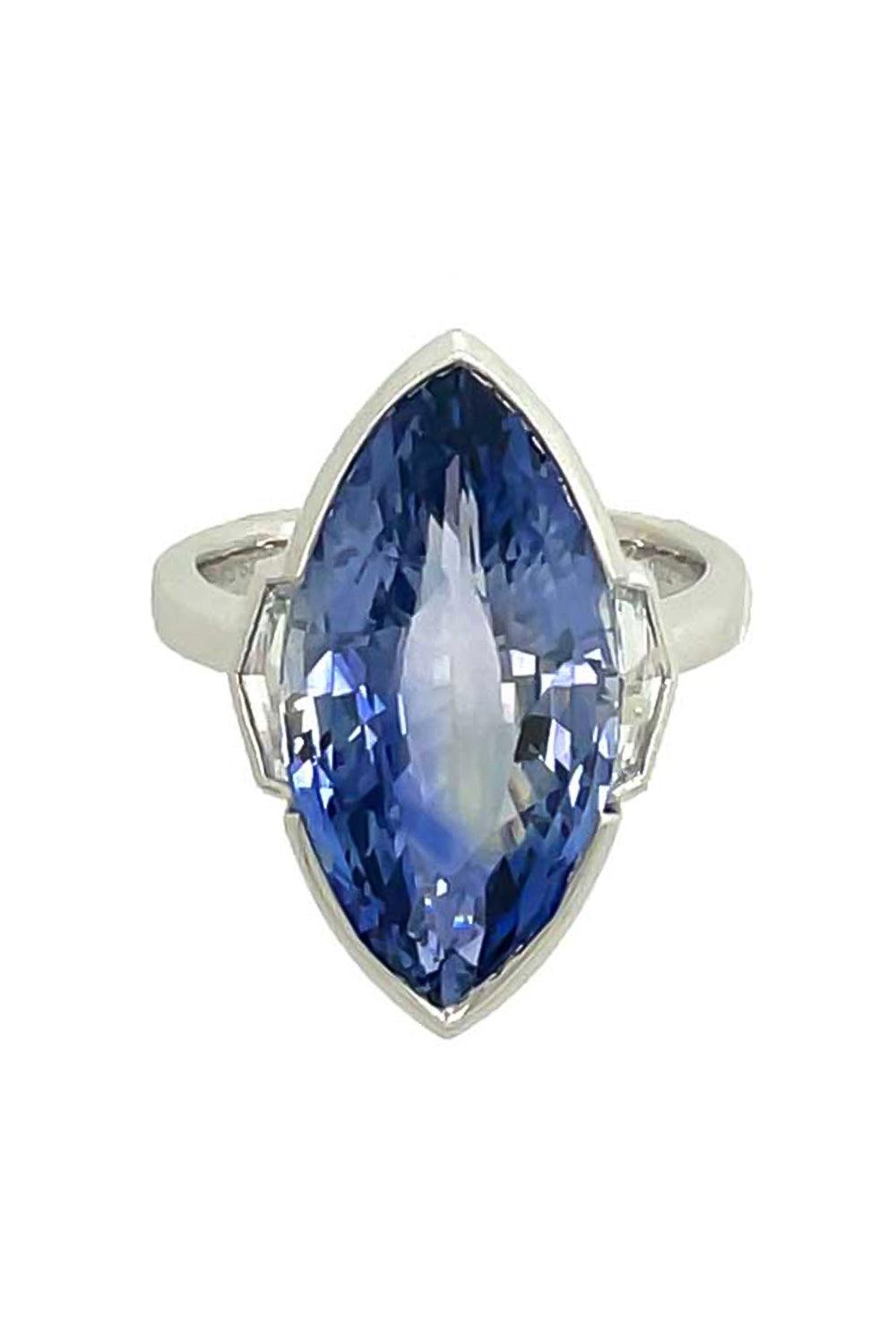 Blue Sapphire Diamond Marquise Ring-WHITE GOLD-7.25-JEWELRYFINE JEWELRING-PIRANESI