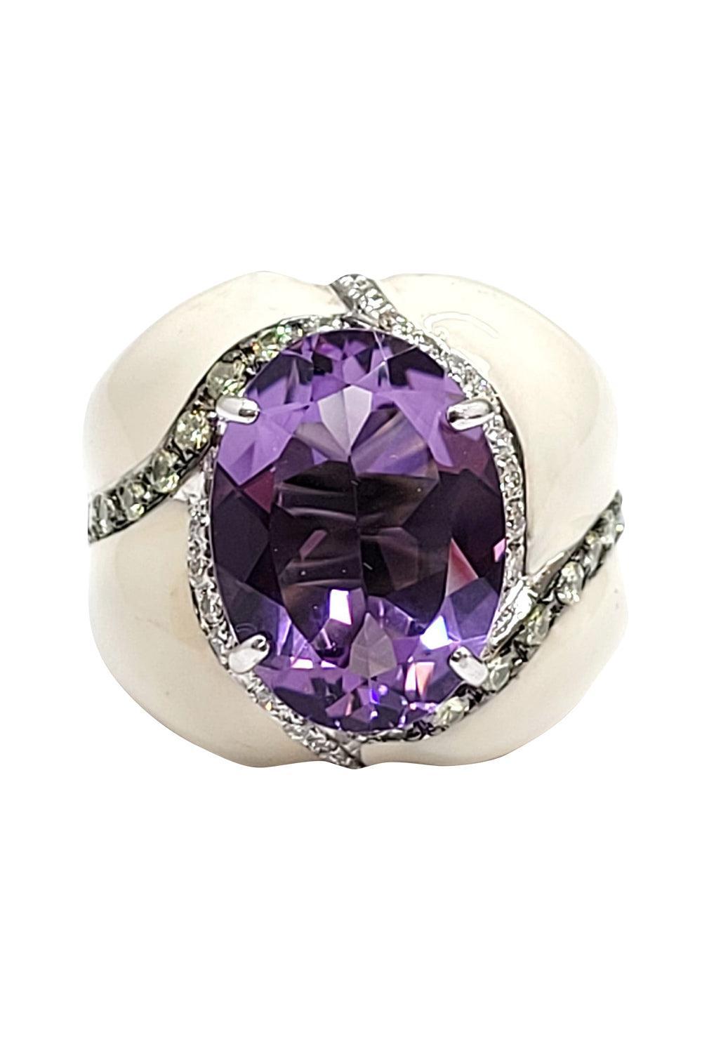 Diamond Amethyst White Ring