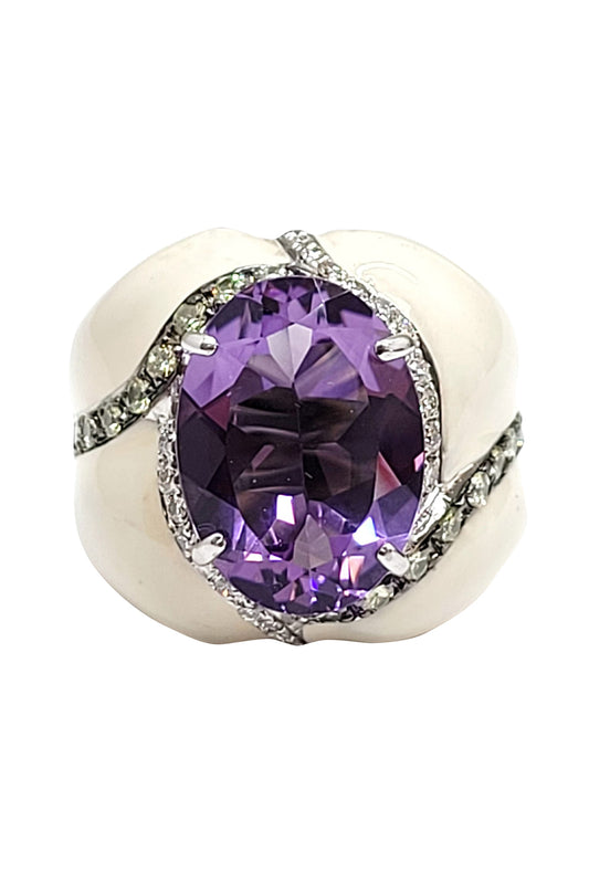 Diamond Amethyst White Ring