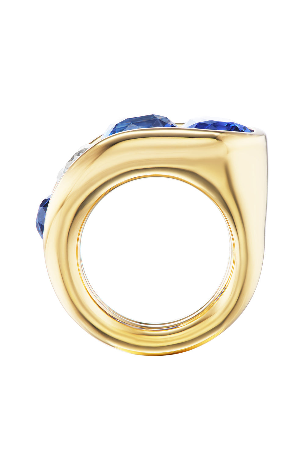 Diamond Blue Sapphire Cascade Ring