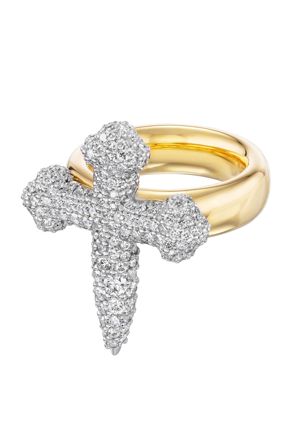 Diamond Cross Gauge Ring