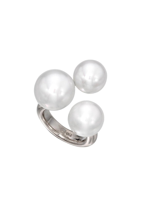 South Sea Pearl Three Bubble Ring-WHITE GOLD-6-JEWELRYFINE JEWELRING-ASSAEL