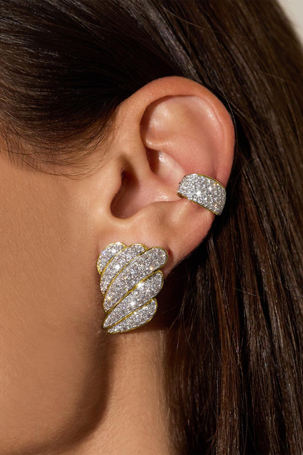 Diamond Galaxy Ear Cuff-YELLOW GOLD-JEWELRYFINE JEWELEARRING-ANITA KO