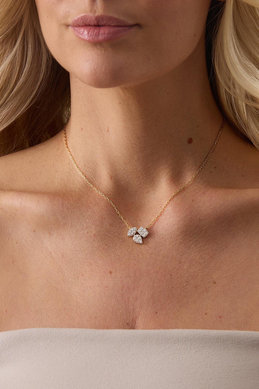 Diamond Reverie Cushion Necklace-YELLOW GOLD-JEWELRYFINE JEWELNECKLACE O-SARA WEINSTOCK