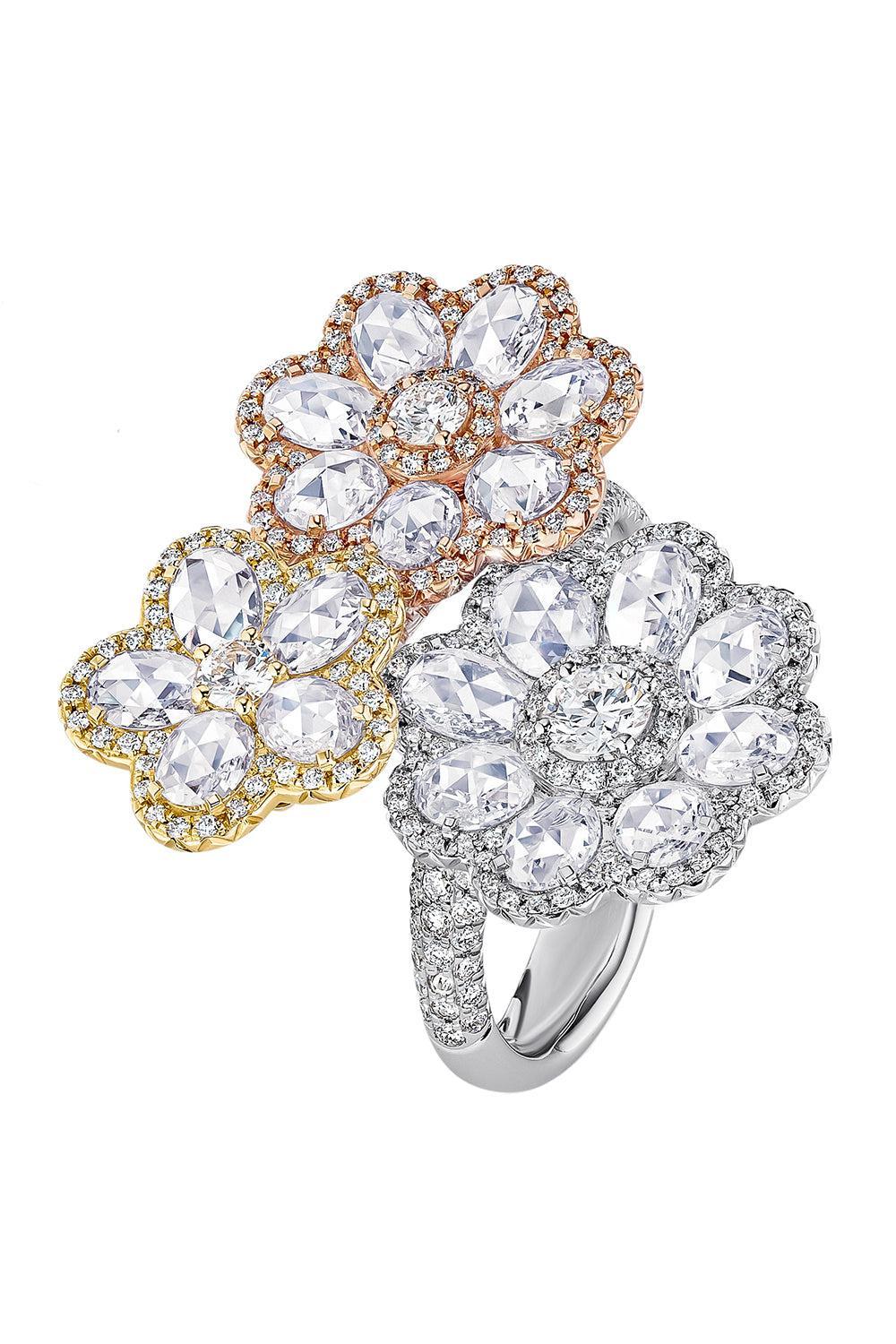 Diamond Three Flower Ring-WHITE GOLD-6-JEWELRYFINE JEWELRING-64 FACETS