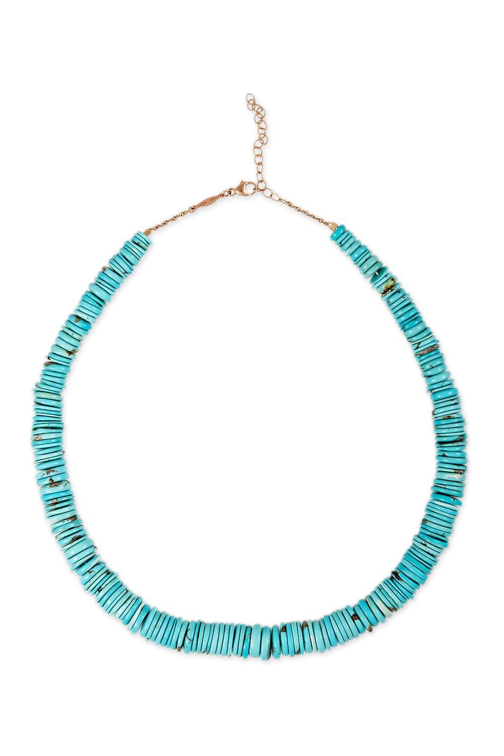 Turquoise Graduated Heishi Beaded Necklace-YELLOW GOLD-JEWELRYFINE JEWELNECKLACE O-JACQUIE AICHE