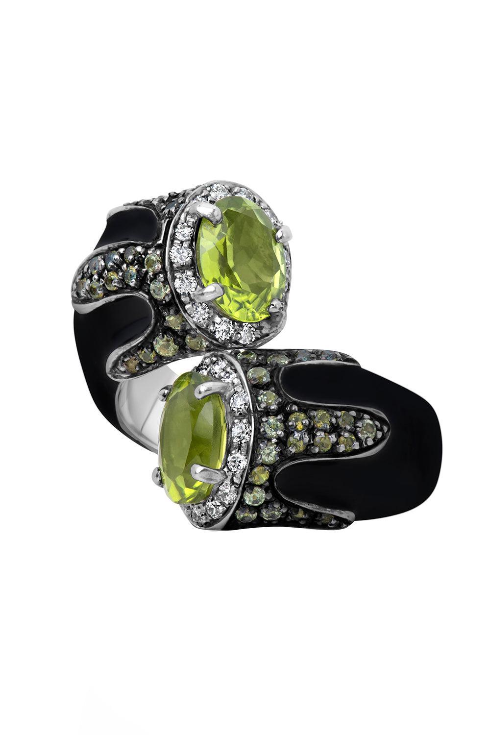 Peridot Black Bypass Ring